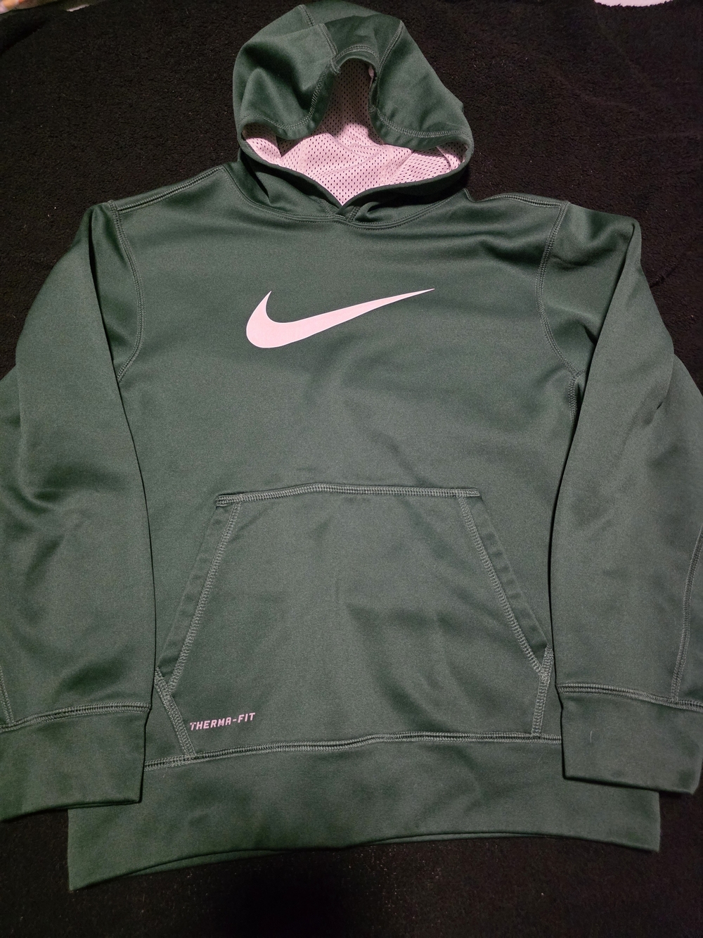 Nike Therma-FIT Green Hoodie with White Swoosh